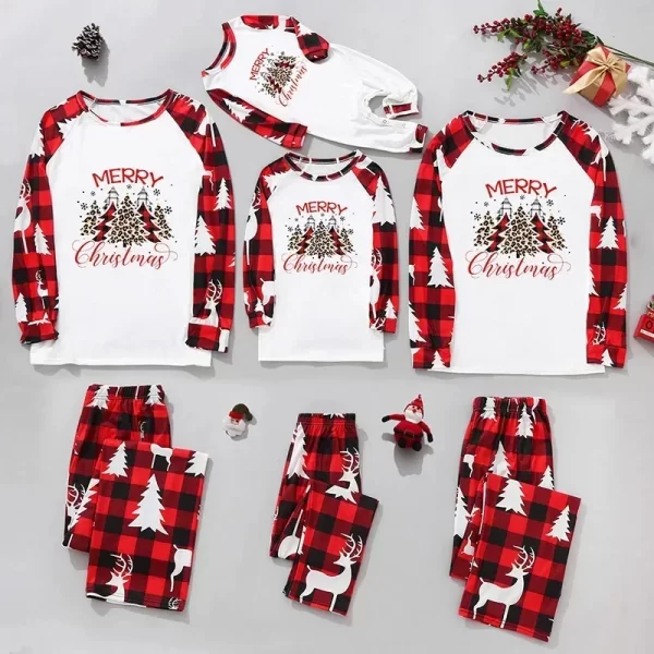 Merry Christmas Family Matching Pajamas Santa Tree Patchwork Mother Daughter Matching Clothes Casual Sleepwear Xmas Family Look - Image 4