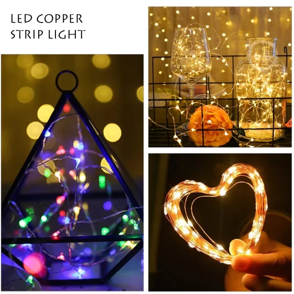 10M 5M 3M 2M Copper Wire LED Tinsel Garland Battery Powered Fairy LED String Lights for Holiday Christmas Wedding Party Decor - Image 2