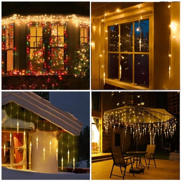 Street Garland On The House Winter Festoon Led Curtain Icicle Lights for New Year Christmas Decorations 0.4-0.6m Droops Wave - Image 4