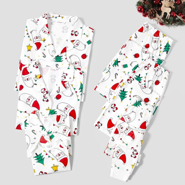 PatPat Christmas Family Matching Colorful Festival Theme Print Long Sleeve Pajamas Sets(Flame resistant) - Image 3