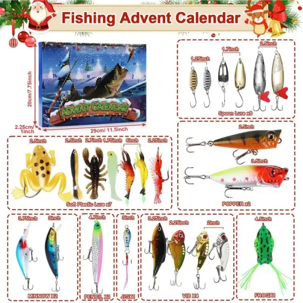 Fishing Lure Advent Calendar 24-Days Fish Lures Set 2024 Advent Calendar Fishing Christmas Countdown Fishing Lures Set for Teen - Image 6