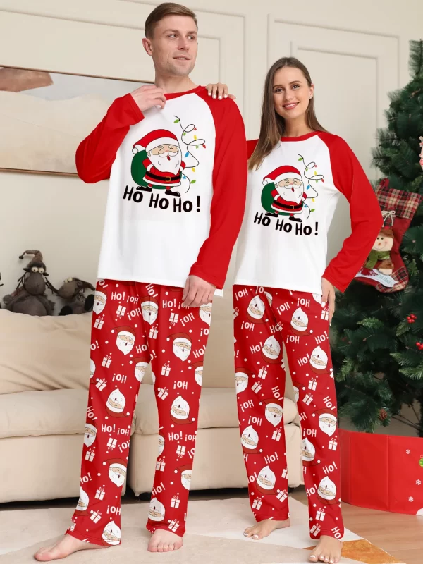 Xmas Family Matching Pajamas Set Santa Claus HO HO HO Printed Adult Kid Baby Family Matching Outfits 2025 Christmas Family Pj's - Image 2