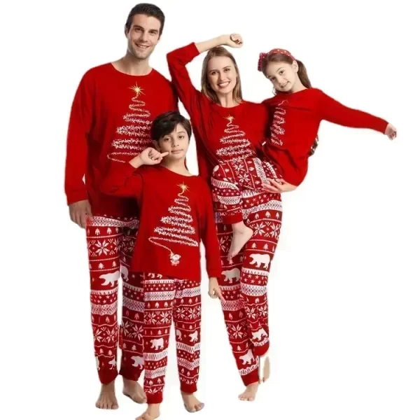 2024 New Family Christmas Outfits Mom Dad Kids Matching Pajamas Set Baby Dog Romper Soft Loose Clothing Sets Sleepwear Xmas Look - Image 2