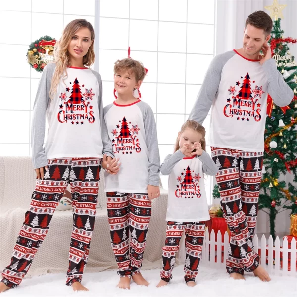 Cotton Fashion Matching Christmas Pajamas for the Whole Family Mother Kids Clothes Dad Son Pijamas Xmas Family look Sleepwear - Image 2