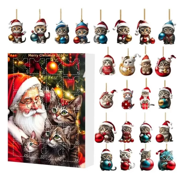 2024 Advent Calendar Christmas Cat Countdown Calendar Cute Animal Hanging Decoration 2025 New Year Cartoon Festival Kids Gifts - Image 4