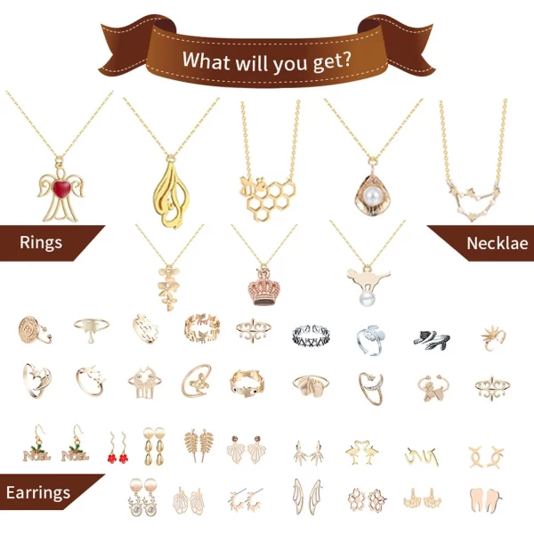 2024 Jewelry Advent Calendar for Adult Women Necklace Rings Earring 24 Days Christmas Countdown Calendar Xmas Gift - Image 5