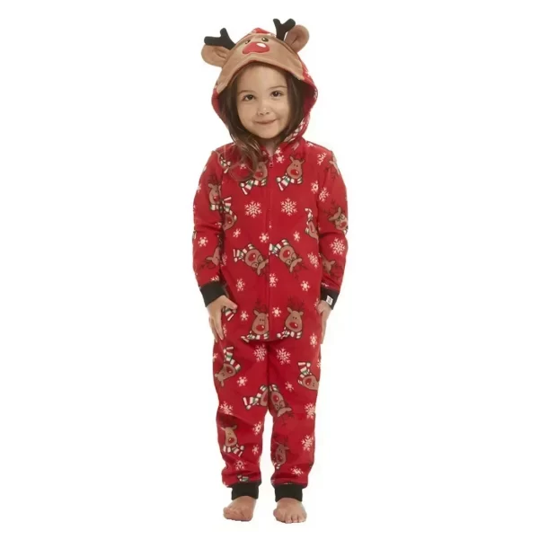 Christmas Matching Outfits for Family Elk Ear Hooded One-Piece Jumpsuit Romper Adults Kids Clothing Set Pajamas Xmas Look Pyjama - Image 6