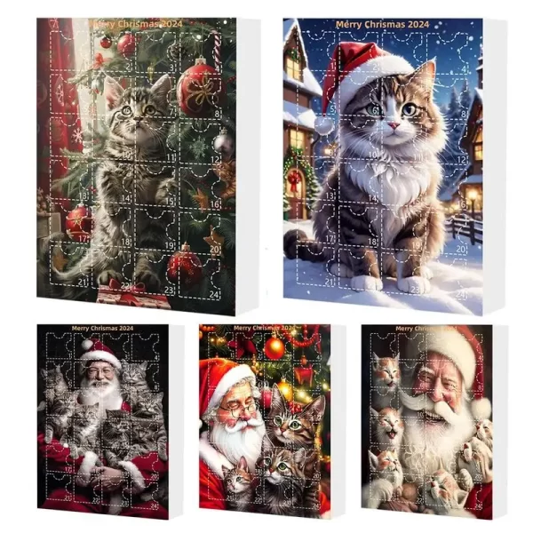 2024 Advent Calendar Christmas Cat Countdown Calendar Cute Animal Hanging Decoration 2025 New Year Cartoon Festival Kids Gifts - Image 2