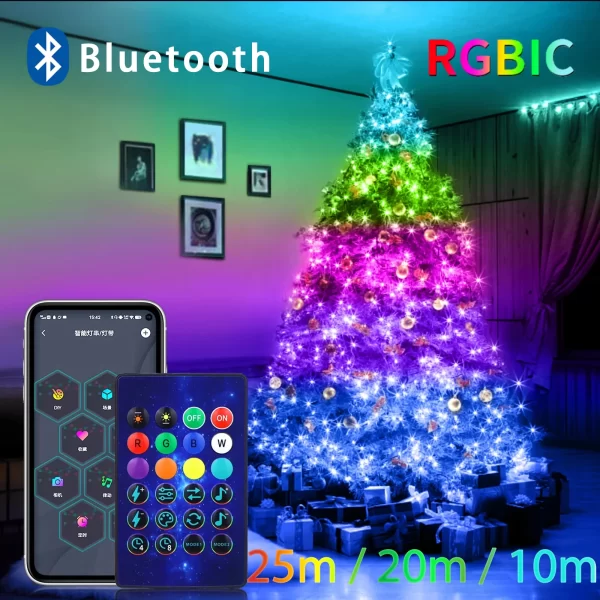 5V USB LED Christmas Light,25/20/10M Garland Fairy Light With Bluetooth APP and Remote control For Xmas Tree Decoration Lighting - Image 6