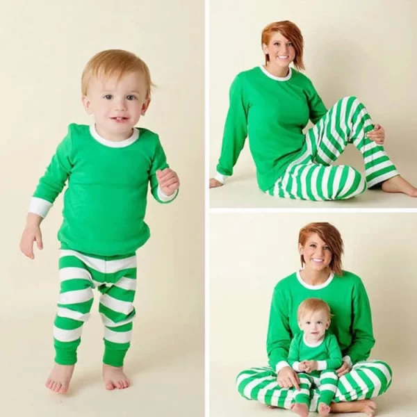 2023 Christmas Pajamas Set Striped Print Mother Father Kids Matching Clothes Causal Soft 2 Pcs Sleepwear Xmas Family Look Outfit - Image 5