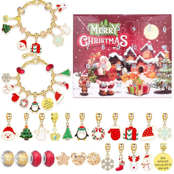 Christmas Advent Calender Gift Box Creative DIY Snowman Santa Claus Bracelet Countdown Calendar Box for Girls New Year Gift 2025