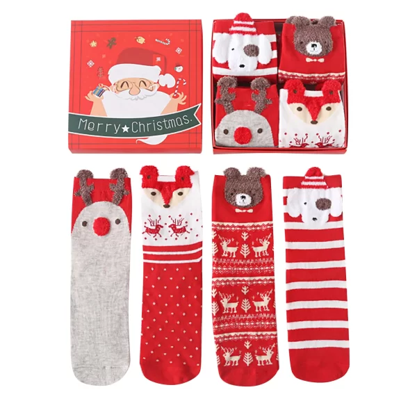 4pcs 2024 New Fashion Christmas Cartoon Cute Socks Gift Box Mid Tube Wnter Women'S Socks - Image 6