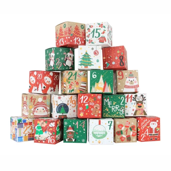 24pcs/set Christmas Advent Calendar Box Kraft Paper Candy Box 24 Days Countdown to Xmas Gift Boxes Navidad New Year Decorations - Image 2