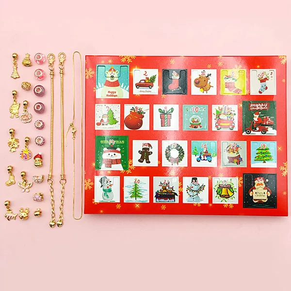 NEW 24 Day Countdown Calendar Advent Surprise Blind Box Set Christmas Bracelet Set DIY Creative Ornaments Christmas girl Gifts - Image 2