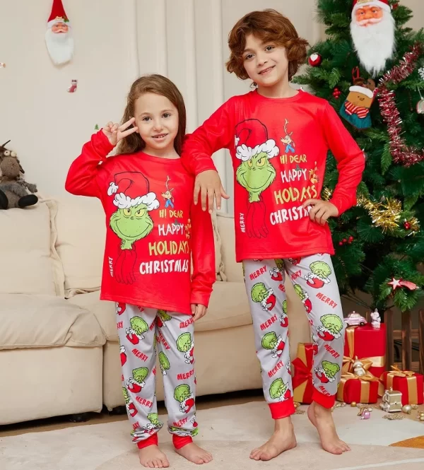 2024 Christmas Matching Family Pajamas Xmas The GRC Cartoon Print Pjs Adult Child Clothing Outfit Set Baby Jumpsuit+Dog Clothes - Image 3