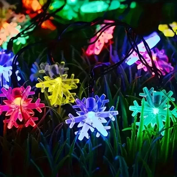 Solar Snowflake LED String Lights Fairy Lights 7M 50LED Garland Outdoor New Year Christmas Tree Home Garden Decorations Lamp - Image 2