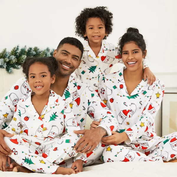 PatPat Christmas Family Matching Colorful Festival Theme Print Long Sleeve Pajamas Sets(Flame resistant)