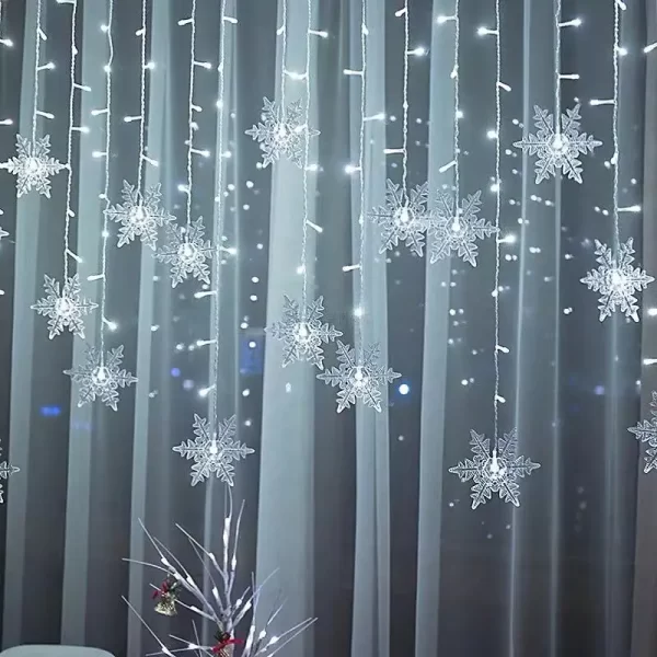 3.5M Christmas Light Led Snowflake Curtain Icicle Fairy String Lights Outdoor Garland For Home Party Garden New Year Decoration - Image 2