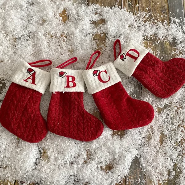 Christmas Alphabet Knitting Socks Christmas Tree Ornaments Christmas Decorations For Home 2024 Noel New Year 2025 Xmas Gift - Image 3