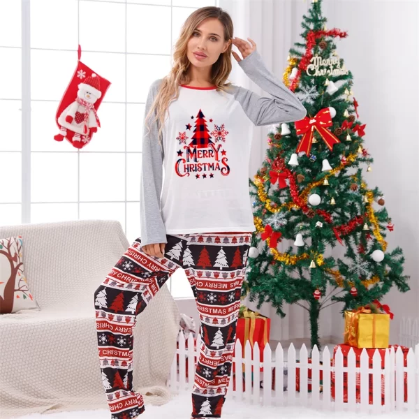 Cotton Fashion Matching Christmas Pajamas for the Whole Family Mother Kids Clothes Dad Son Pijamas Xmas Family look Sleepwear - Image 3