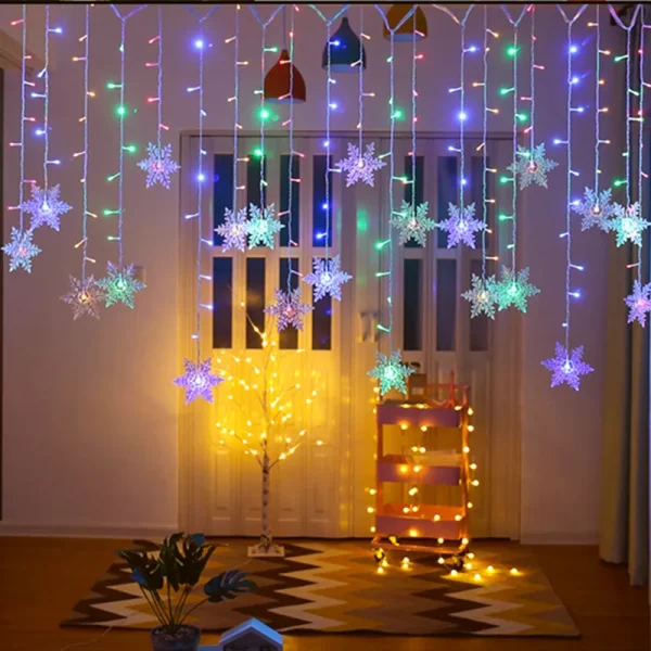 3.5M Christmas Light Led Snowflake Curtain Icicle Fairy String Lights Outdoor Garland For Home Party Garden New Year Decoration - Image 3