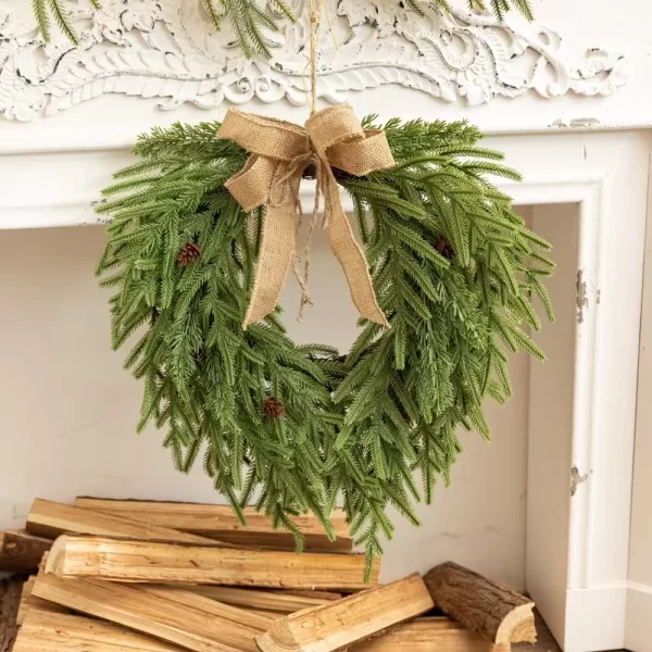 2024 New Cross-Border Christmas 50CM Feel Material Heart-Shaped Wreath for Front Door Hanging Home Decorations - Image 5