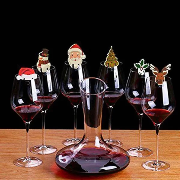 20pcs Christmas Decorations for Home Wine Cup Card Xmas Happy New Year Santa Hat Tree Snowman Party Supply Ornaments kerst 2025 - Image 6