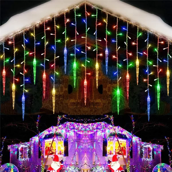 Street Garland On The House Winter Festoon Led Curtain Icicle Lights for New Year Christmas Decorations 0.4-0.6m Droops Wave - Image 3